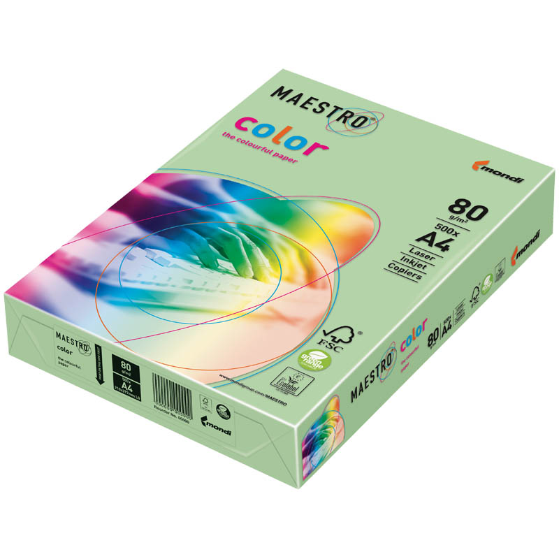 Бумага Maestro "Color pale" А4, 80г/м2, 500л. (зелёный)
