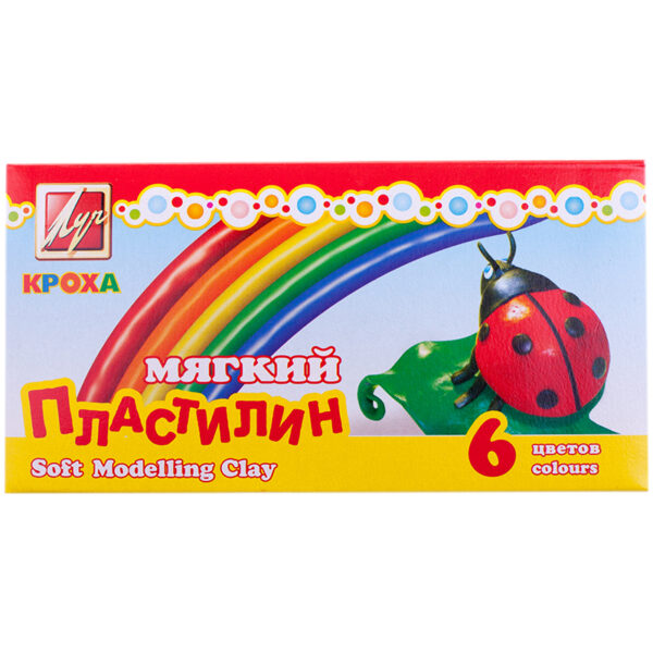 Пластилин Луч "Кроха", 06 цветов, 99г, мягкий, со стеком, картон