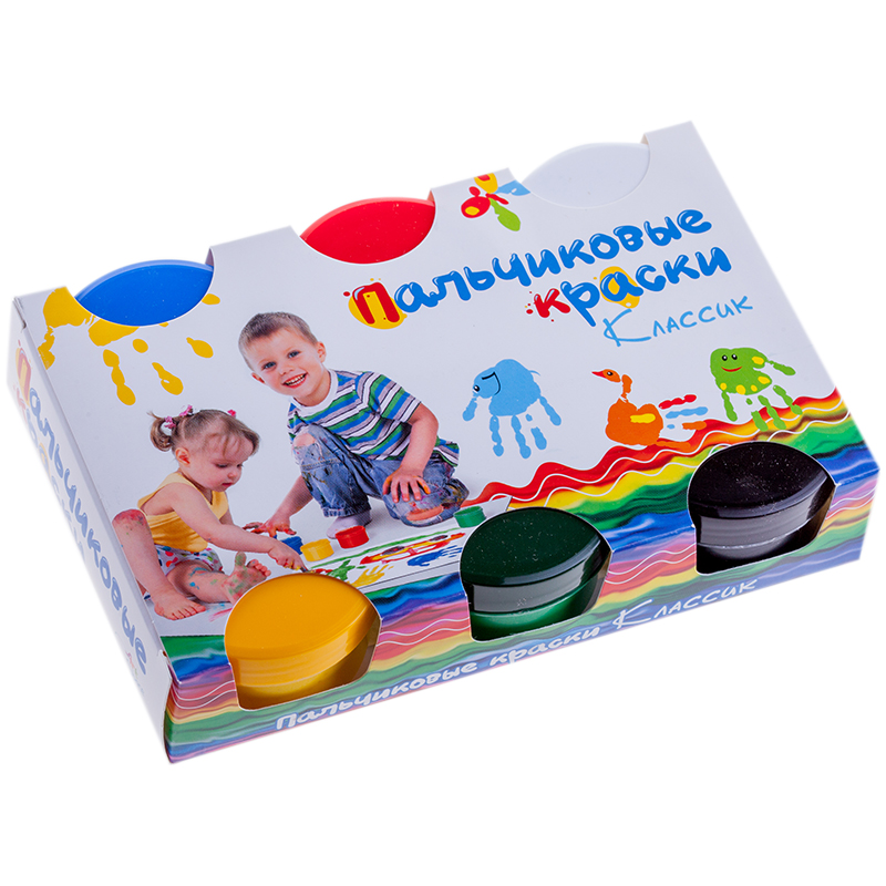 Краски пальчиковые ArtSpace, 06 цветов, 360г, классические, картон