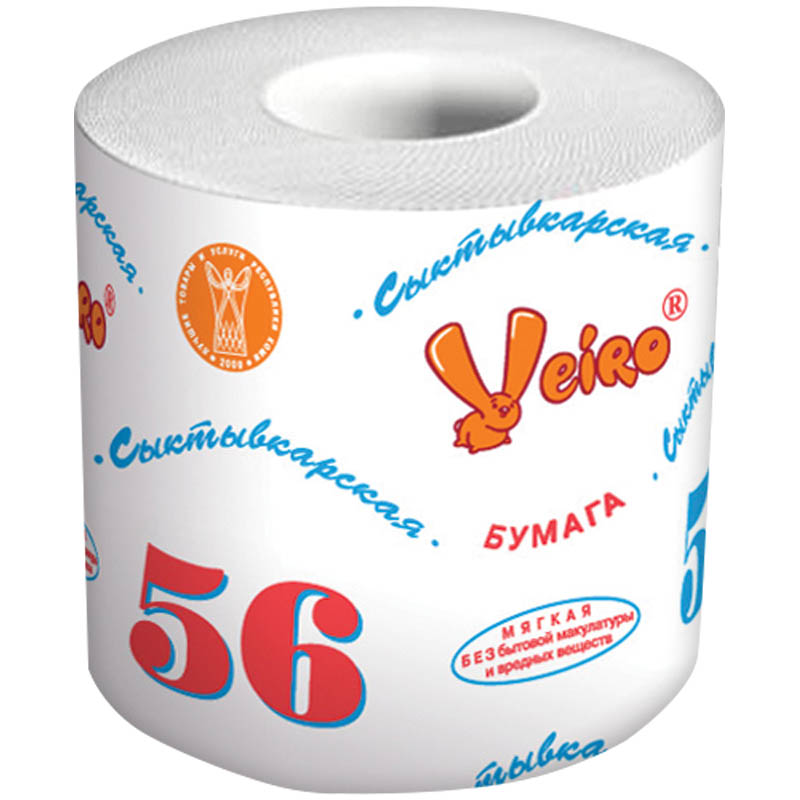 Бумага туалетная Veiro "Сыктывкарская 56", 1 слойн., цвет натуральный