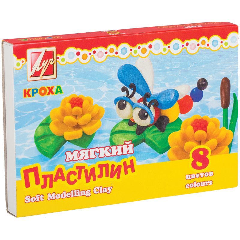 663d4d9d1e9e8a654c193890f7cc5428 Пластилин Луч "Кроха", 08 цветов, 132г, мягкий, со стеком, картон — изображение 1