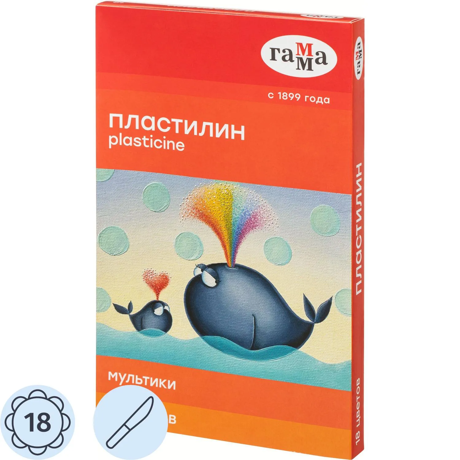70806_001_10 Пластилин Гамма Мультики 18цв 360гр со стеком к/к — изображение 1