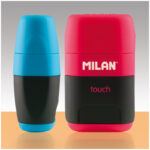 Точилка пластиковая с ластиком Milan "Compact Touch Duo", 2 отверстия, контейнер, ассорти — изображение 5