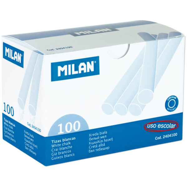 Мелки белые Milan, 100шт., круглые, картонная коробка