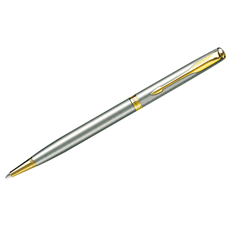 7ed5d8a6e8d0c4aeba61f3425b74a508 Ручка шариковая Parker "Sonnet Stainless Steel GT" черная, 1,0мм, поворот., подар. уп. — изображение 1