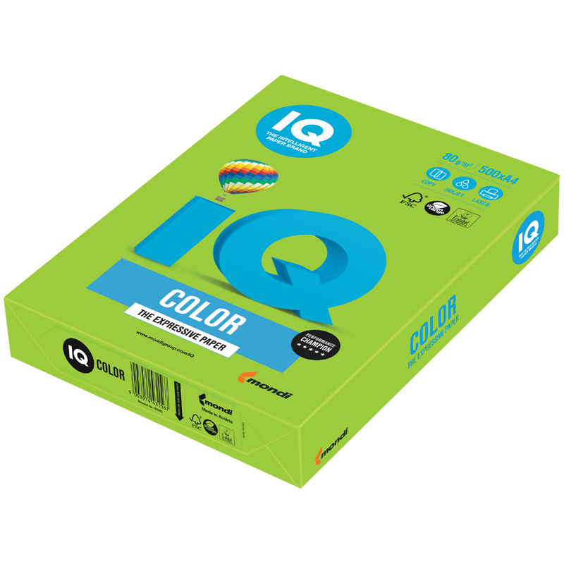 Бумага IQ "Color intensive" А4, 80г/м2, 100л. (ярко-зеленый)