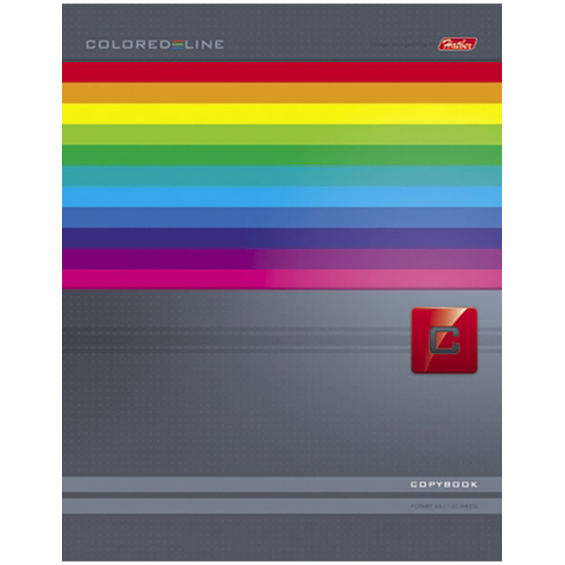Тетрадь 120л. А5 клетка на гребне "Colored_Line", тв.обл., 4-х цв. блок