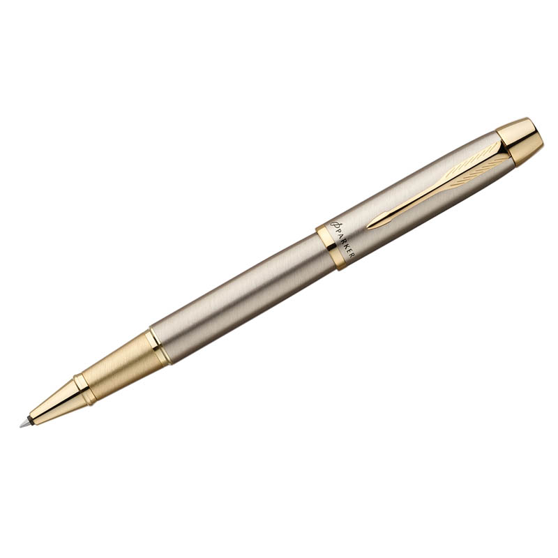Ручка-роллер Parker "IM Brushed Metal GT" черная, 0,8мм, подар. уп.