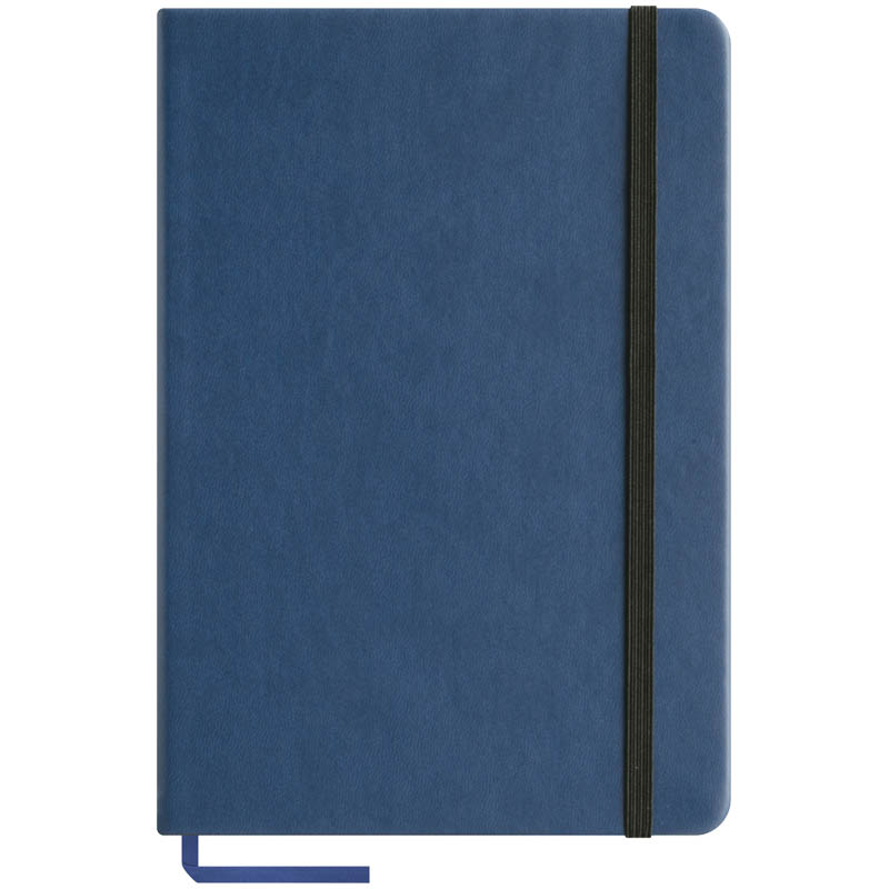 Записная книжка А5 96л., кожзам "Classic Velvet", синий, тонир.блок, ляссе, на резинке, карман