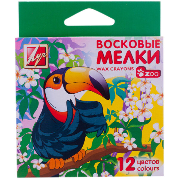 Мелки восковые Луч "Zoo", 12цв., шестигранные, картон, европодвес