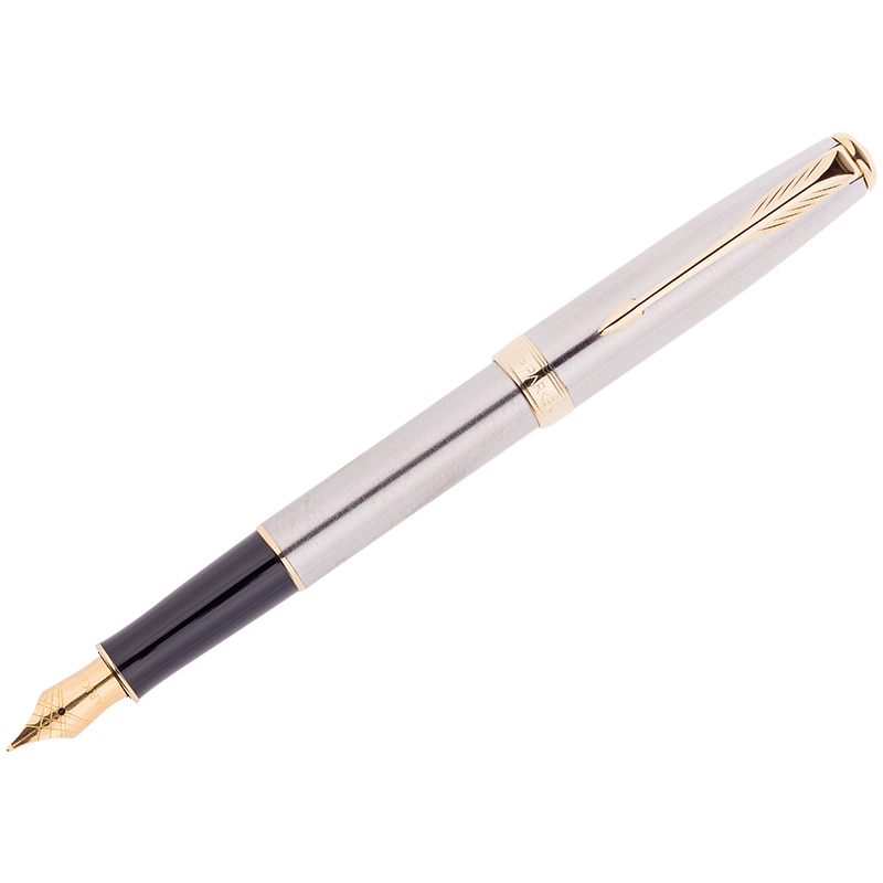 95c7db4de0b87bc2f471e6912fca2666 Ручка перьевая Parker "Sonnet Stainless Steel GT" 0,8мм, подар. уп. — изображение 1