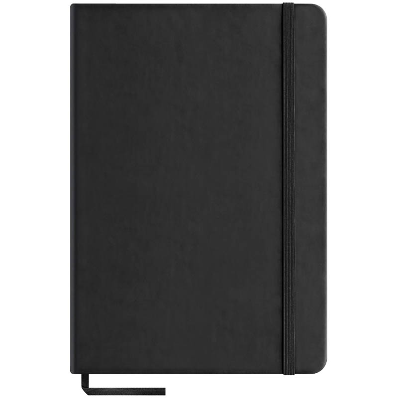 Записная книжка А5 96л., кожзам "Classic Velvet", черный, тонир.блок, ляссе, на резинке, карман