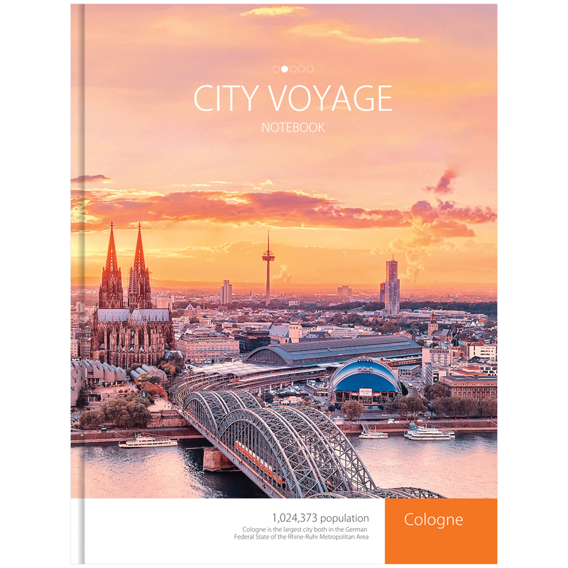 Бизнес-блокнот А4 80л. OfficeSpace "Города. City voyage", 5-цветный блок, глянцевая ламинация