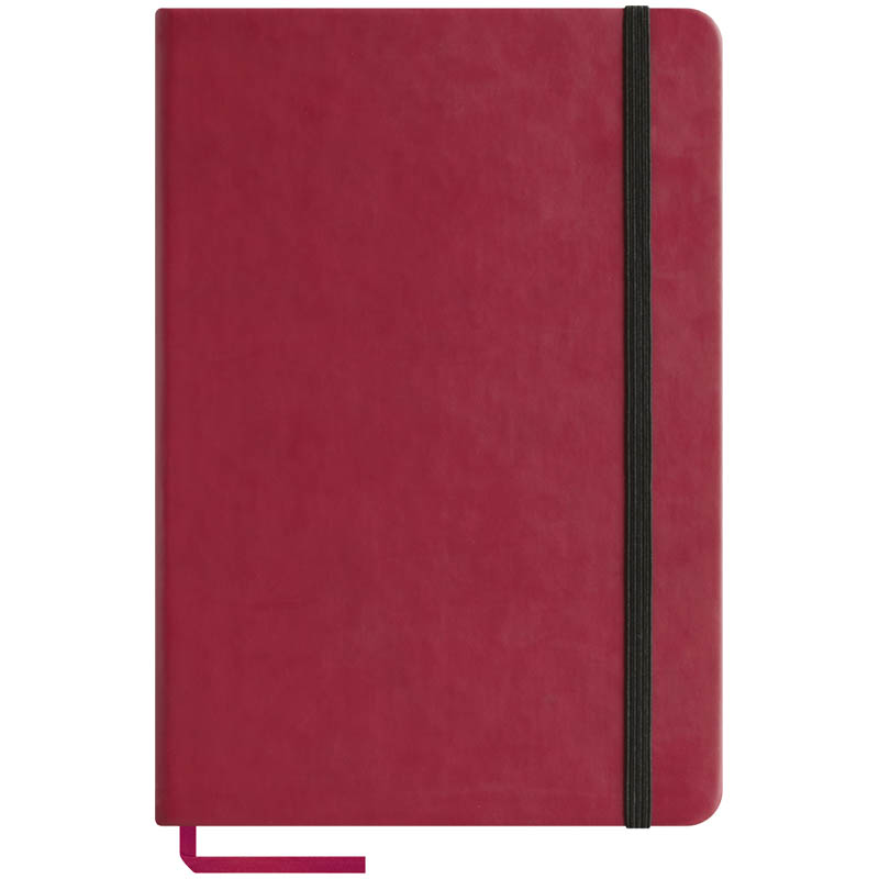 Записная книжка А5 96л., кожзам "Classic Velvet", красный, тонир.блок, ляссе, на резинке, карман