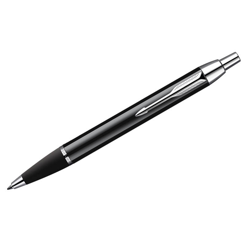 Ручка шариковая Parker "IM Black Lacquer CT" синяя, 1,0мм, кнопочный механизм, подар.уп.
