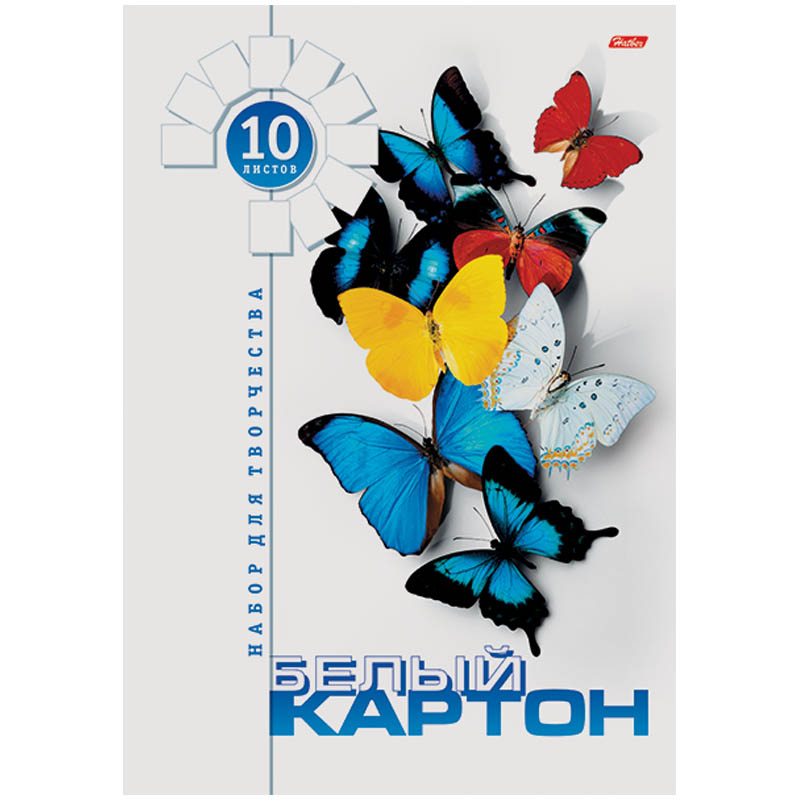 Картон белый А4 10л., мелованный в папке, ассорти