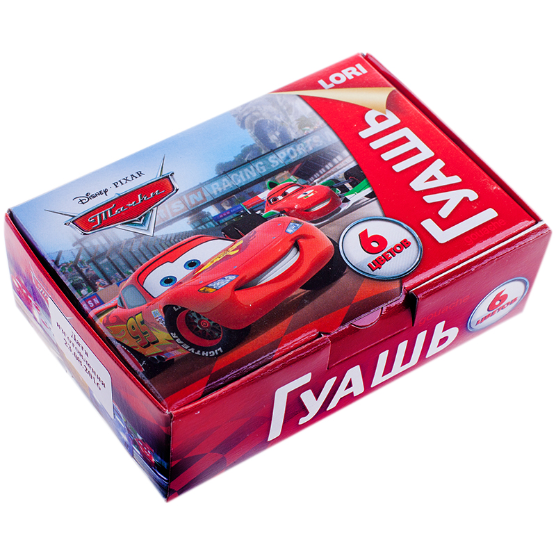 Гуашь Lori "Disney. Тачки", 06 цветов, 20мл., картон