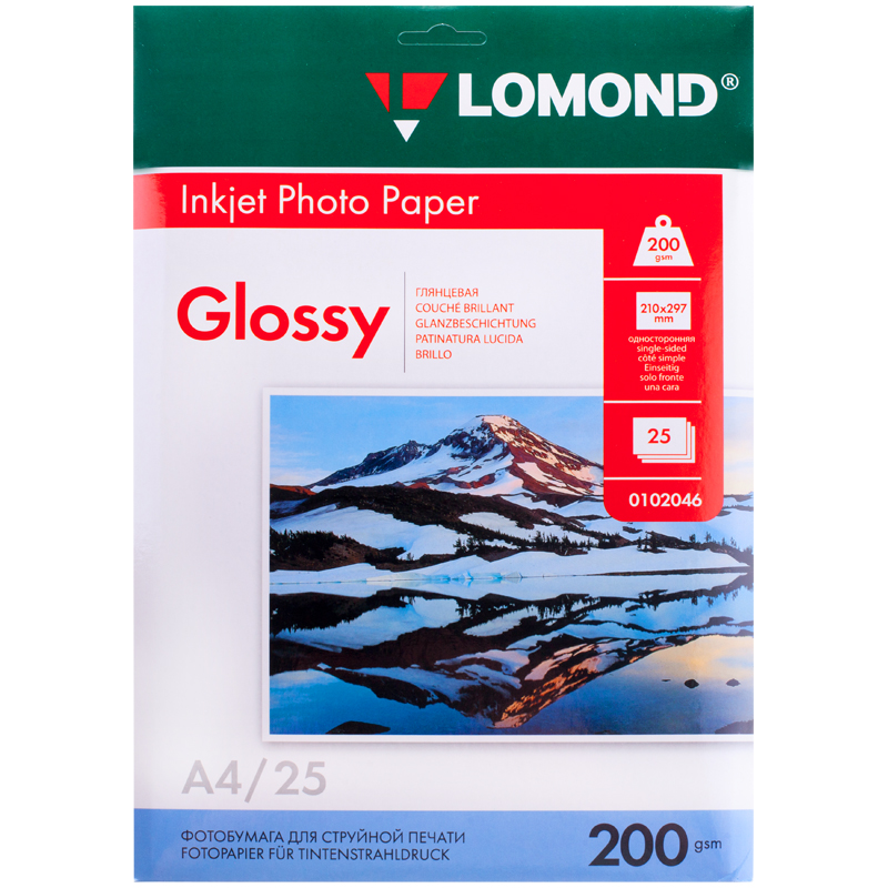 ab2df0e63d62022035775b1635527ea7 Фотобумага А4 для стр. принтеров Lomond, 200г/м2 (25л) глянцевая односторонняя — изображение 1