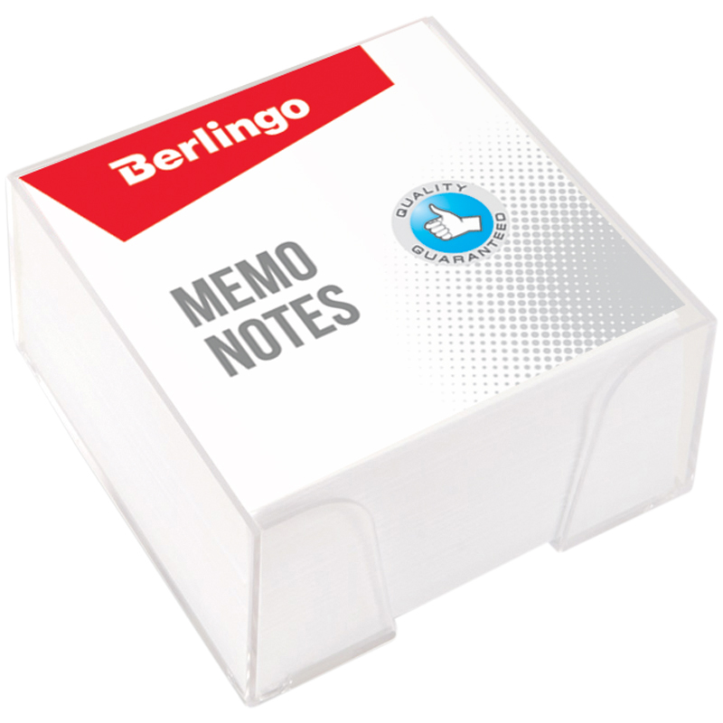 Блок для записи Berlingo "Standard", 9*9*4,5см, пластиковый бокс, белый