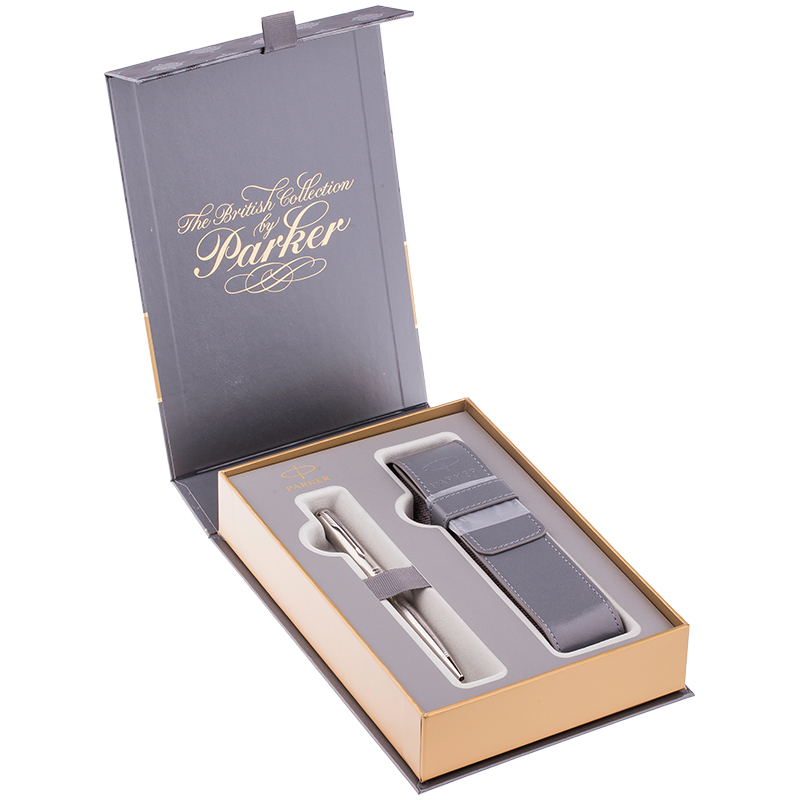 be5bf91ba7b6ef11ece5148e9718004c Набор: ручка шариковая "Sonnet Slim Stainless Steel CT", 0,7мм и чехол для ручки, подар. уп. — изображение 1