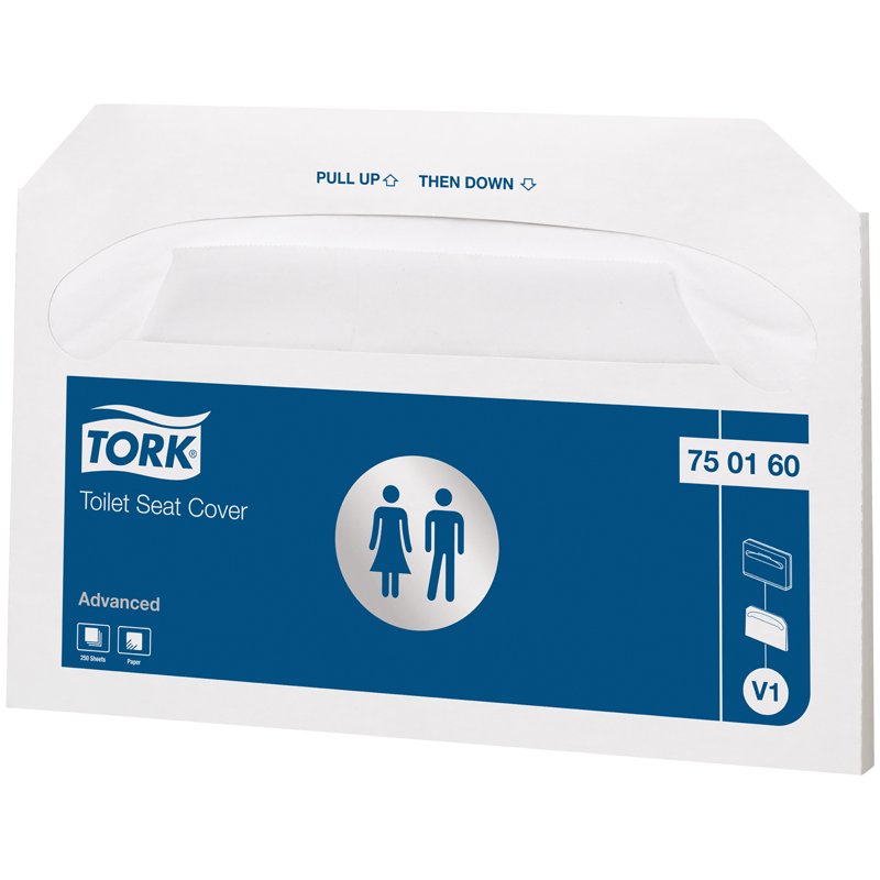 Одноразовые бумажные покрытия на унитаз Tork "Advanced", 42*37см, 250шт., белые