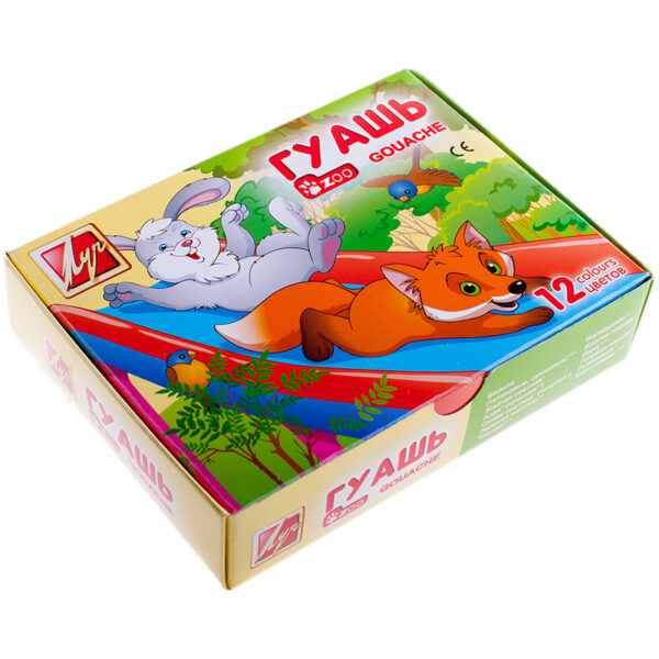 Гуашь Луч "ZOO", 12 цветов, 15мл, картон