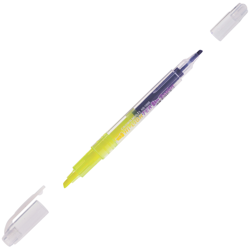 Текстовыделитель двухсторонний Crown "Multi Hi-Lighter Twin" розовый/голубой, 3/2мм