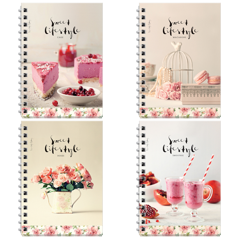 Записная книжка А6 120л. на гребне "Стиль. Sweet lifestyle", твердая обложка
