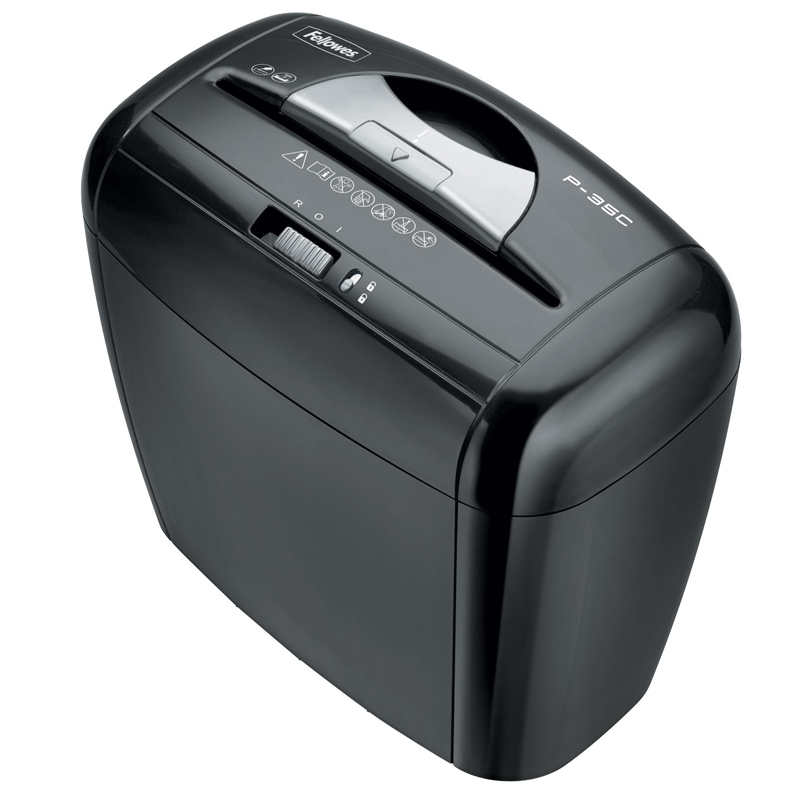 Уничтожитель документов Fellowes P-35C, 4 ур. секр. 3,9x40мм, 12л, скрепки, скобы, карты