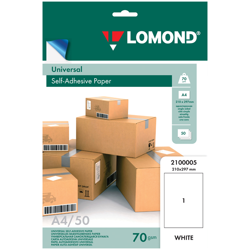 d729f633019ddb7351ecd41575b46d0b Бумага самоклеящаяся А4 50л. Lomond, белая, неделенная, 70г/м2 — изображение 1