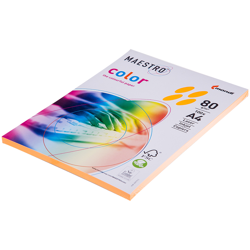 Бумага Maestro "Color neon" А4, 80г/м2, 100л. (оранжевый неон)
