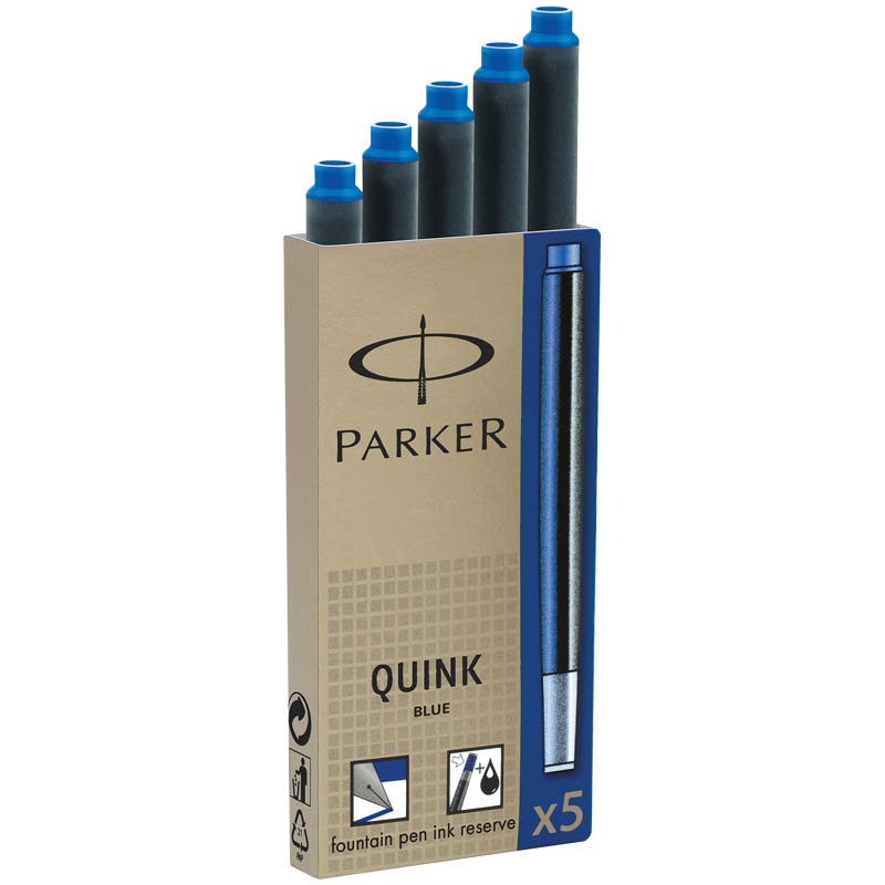 Картриджи чернильные Parker "Quink" синие, 5шт., европодвес