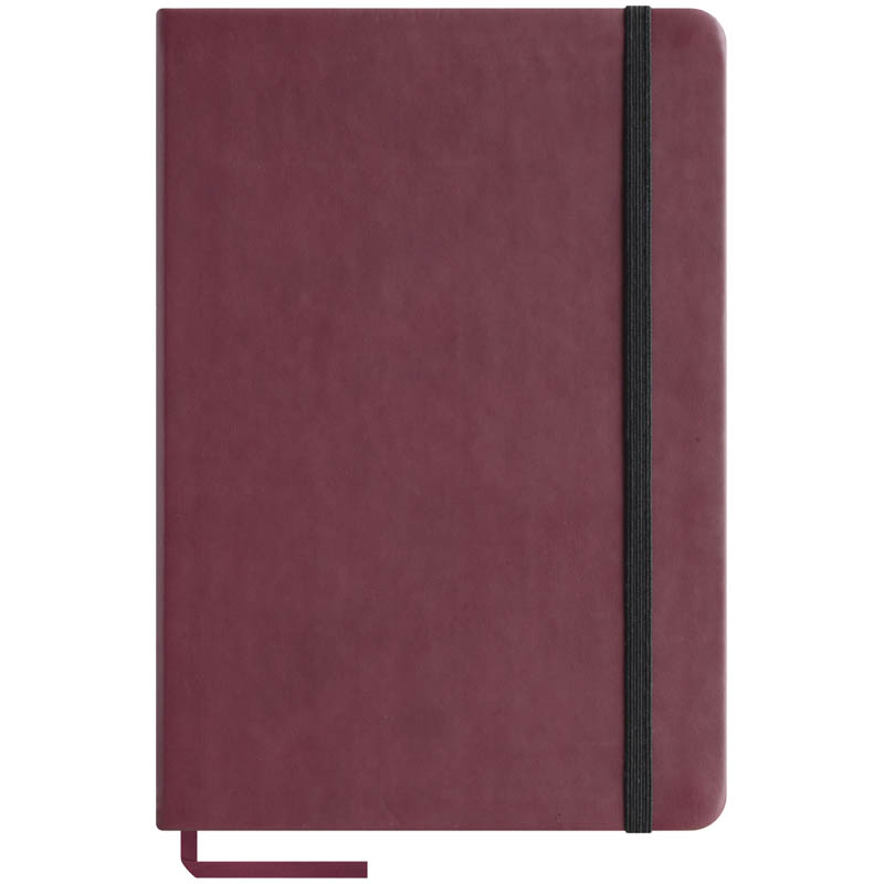 Записная книжка А5 96л., кожзам "Classic Velvet", бордовый, тонир.блок, ляссе, на резинке, карман