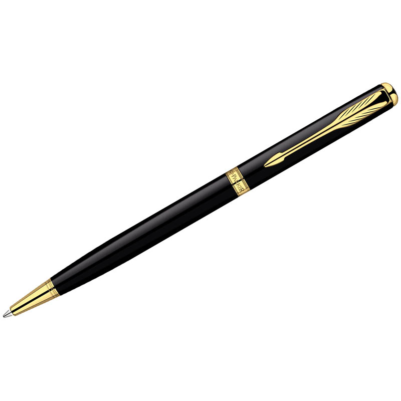 e20611847b9c4ceb86ccfe5288944d1b Ручка шариковая Parker "Sonnet Black Lacquer GT Slim" черная, 1,0мм, поворот., подар.уп. — изображение 1