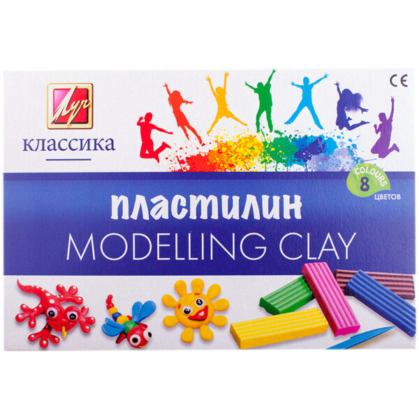 Пластилин Луч "Классика", 08 цветов, 160г, со стеком, картон