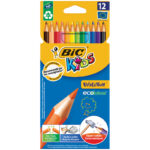 Карандаши цветные пластиковые Bic "Evolution 93", 12цв., заточен., картон, европодвес
