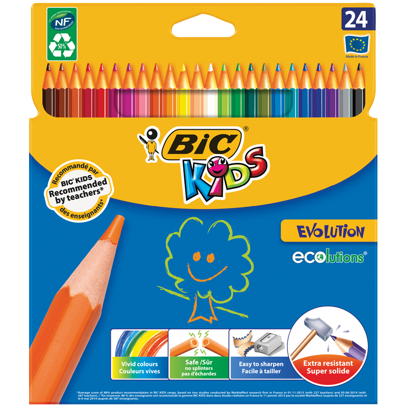 e9aa42283699a921219e896dffdfc483 Карандаши цветные пластиковые Bic "Evolution 93", 24цв., заточен., картон, европодвес — изображение 1
