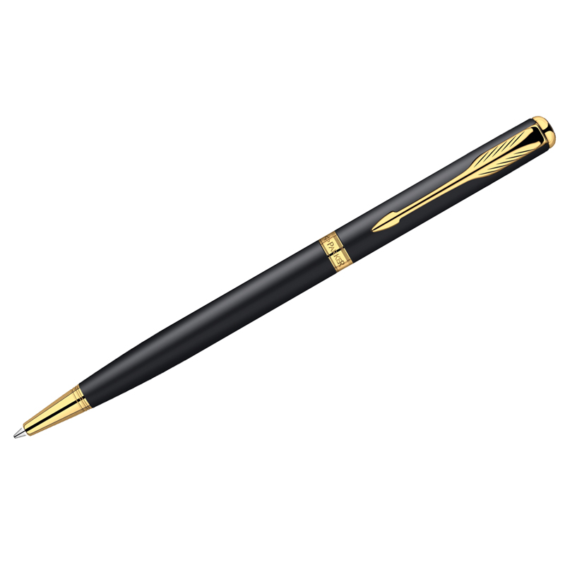f1879e557127b6e349d39bc0cbf4be1e Ручка шариковая Parker "Sonnet Matte Black GT Slim" черная, 1,0мм, поворот., подар. уп. — изображение 1