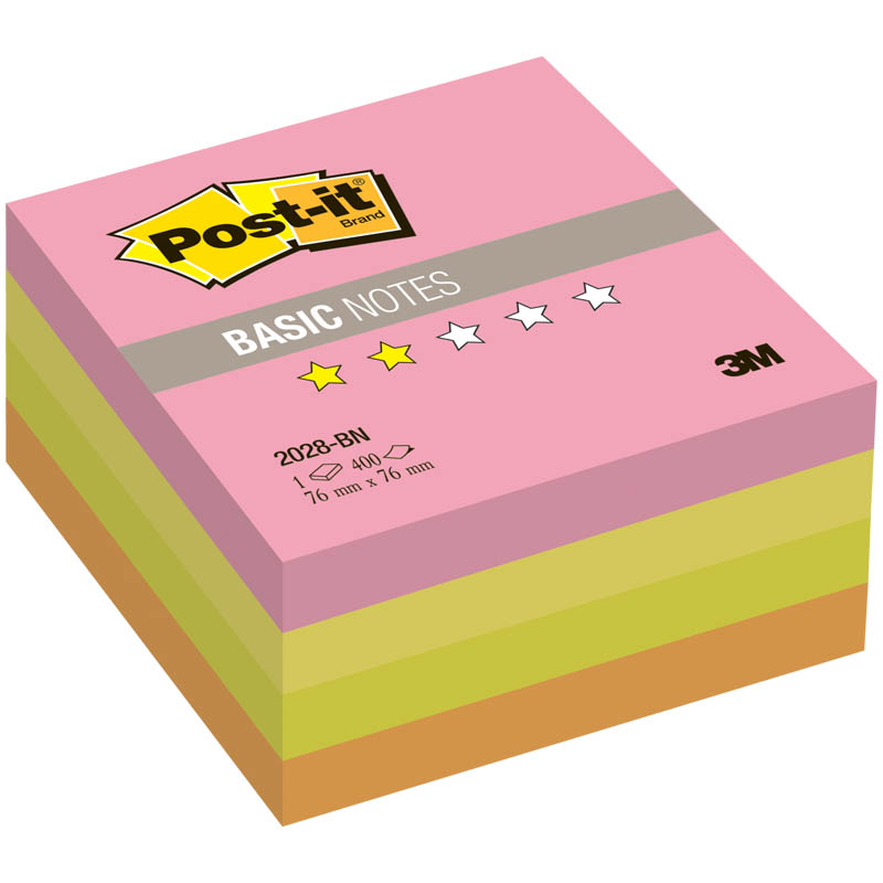 3m_yellow Самоклеящийся блок Post-it "Basic", 76*76мм, 400л., неон радуга — изображение 1