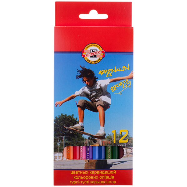 Карандаши цветные Koh-I-Noor "Спорт", 12цв., заточен., картон, европодвес