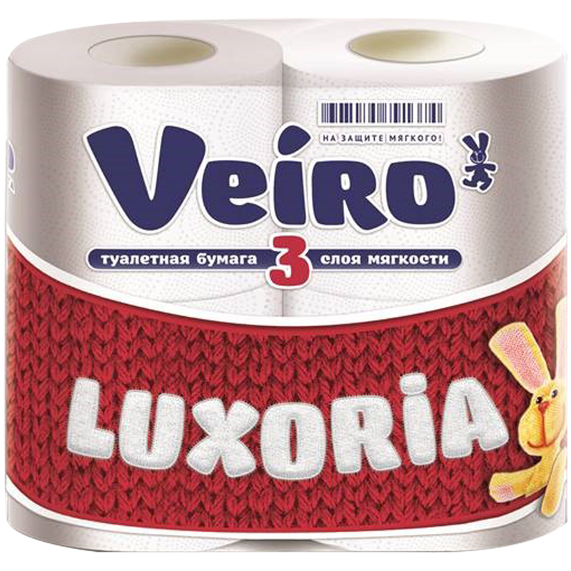 Бумага туалетная Veiro "Luxoria" 3-слойная, 4шт., тиснение, белая