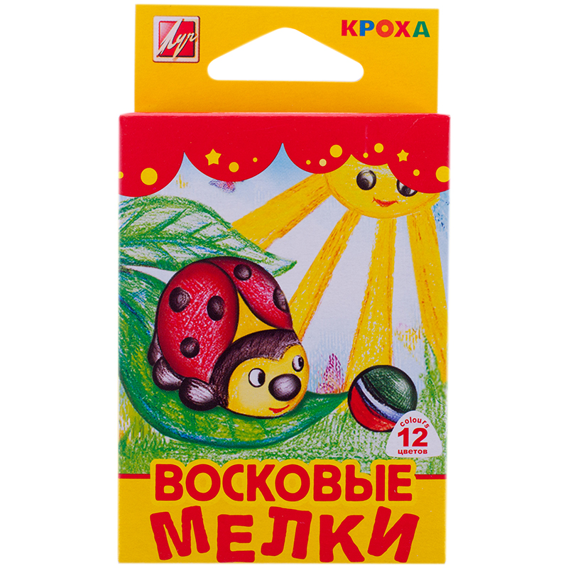 fe838c803034a1631c810ce824892174 Мелки восковые Луч "Кроха", 12цв., трехгранные, картон, европодвес — изображение 1