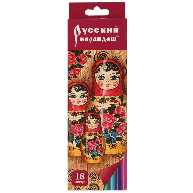 Карандаши цветные Русский карандаш "Фольклор", 18цв., заточен., картон, европодвес