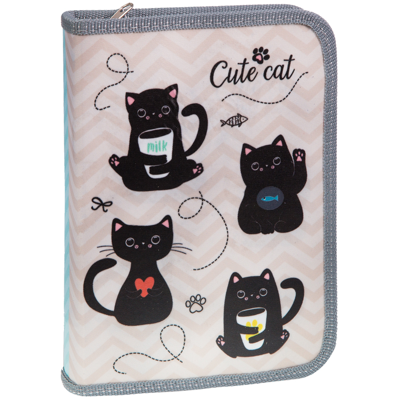 Пенал 1 отделение, 200*140 ArtSpace "Cute cat", две откидные секции, ткань
