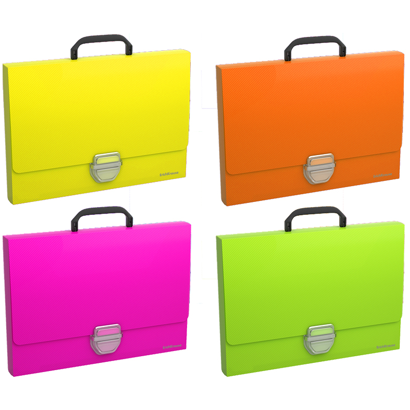 Папка-портфель  1 отделение Erich Krause "Glance Neon" A4, 230*335*35мм, 800мкм, ассорти