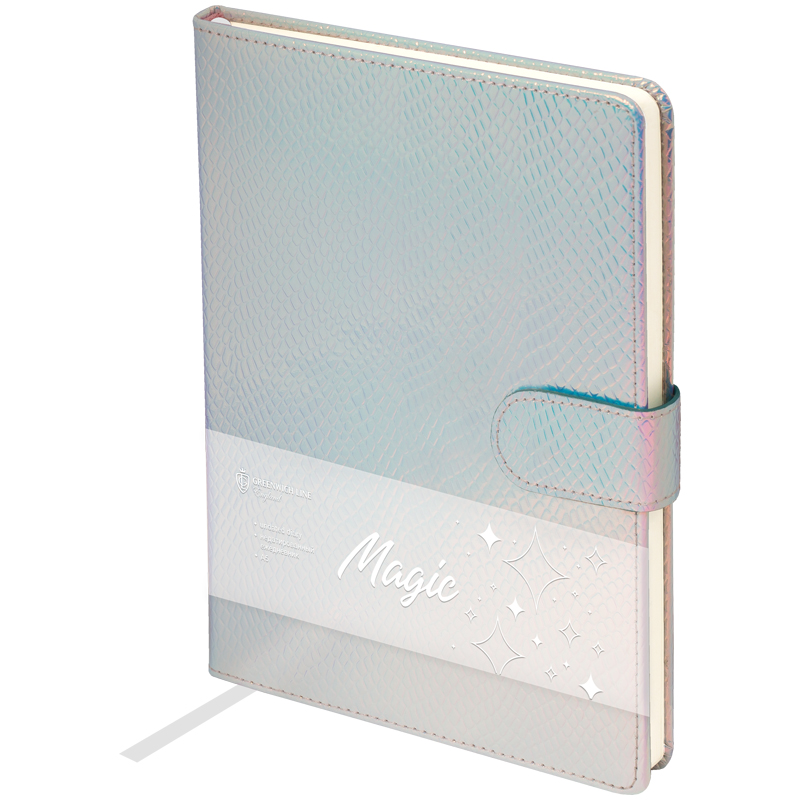 Ежедневник недатир. A5, 96л., кожзам, Greenwich Line "Magic", голубой, тиснение фольгой