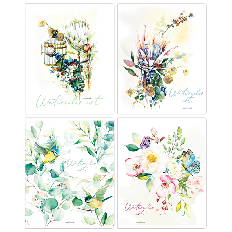 Тетрадь 48л., А5, клетка ArtSpace "Цветы. Watercolor flowery", матовая ламинация