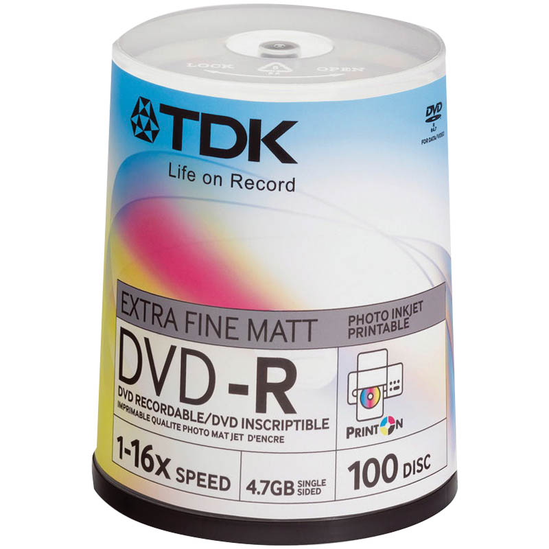 Диск DVD-R 4.7Gb TDK 16х Cake Box (100шт) (20/01)