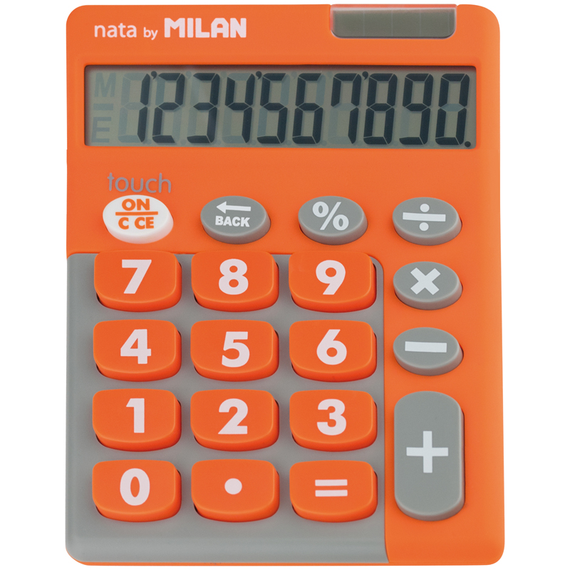 Калькулятор настольный Milan, 10 разр., двойное питание, 145*106*21мм, оранж/серый, блистер