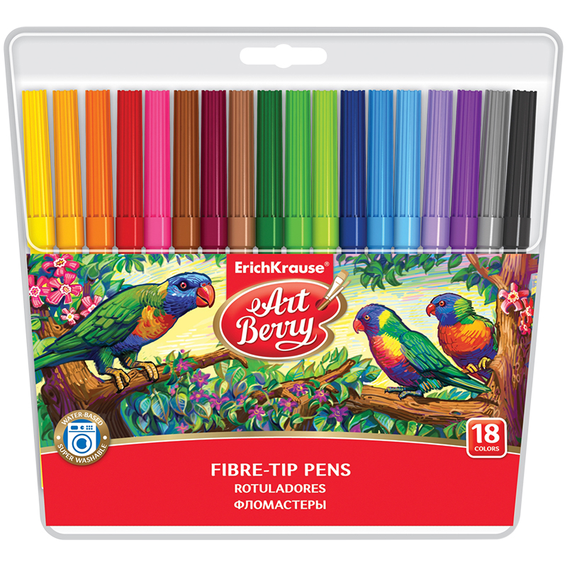 Фломастеры ArtBerry "Super Washable", 18цв., смываемые, блистер